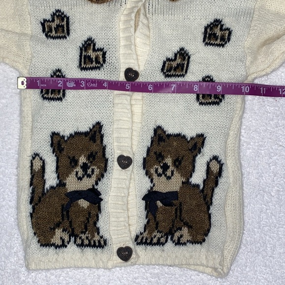 Vintage heartworks leopard print kitty cat cardigan sweater 18m - Picture 3 of 6